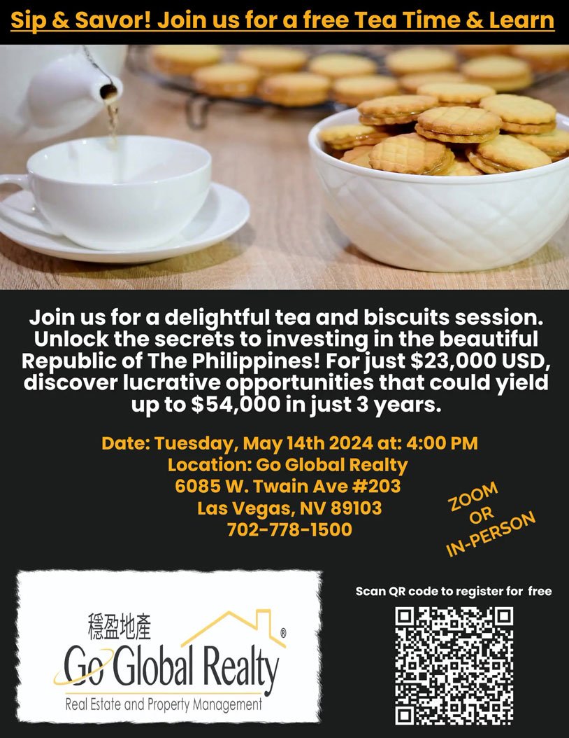 Tea party flyer w QR code